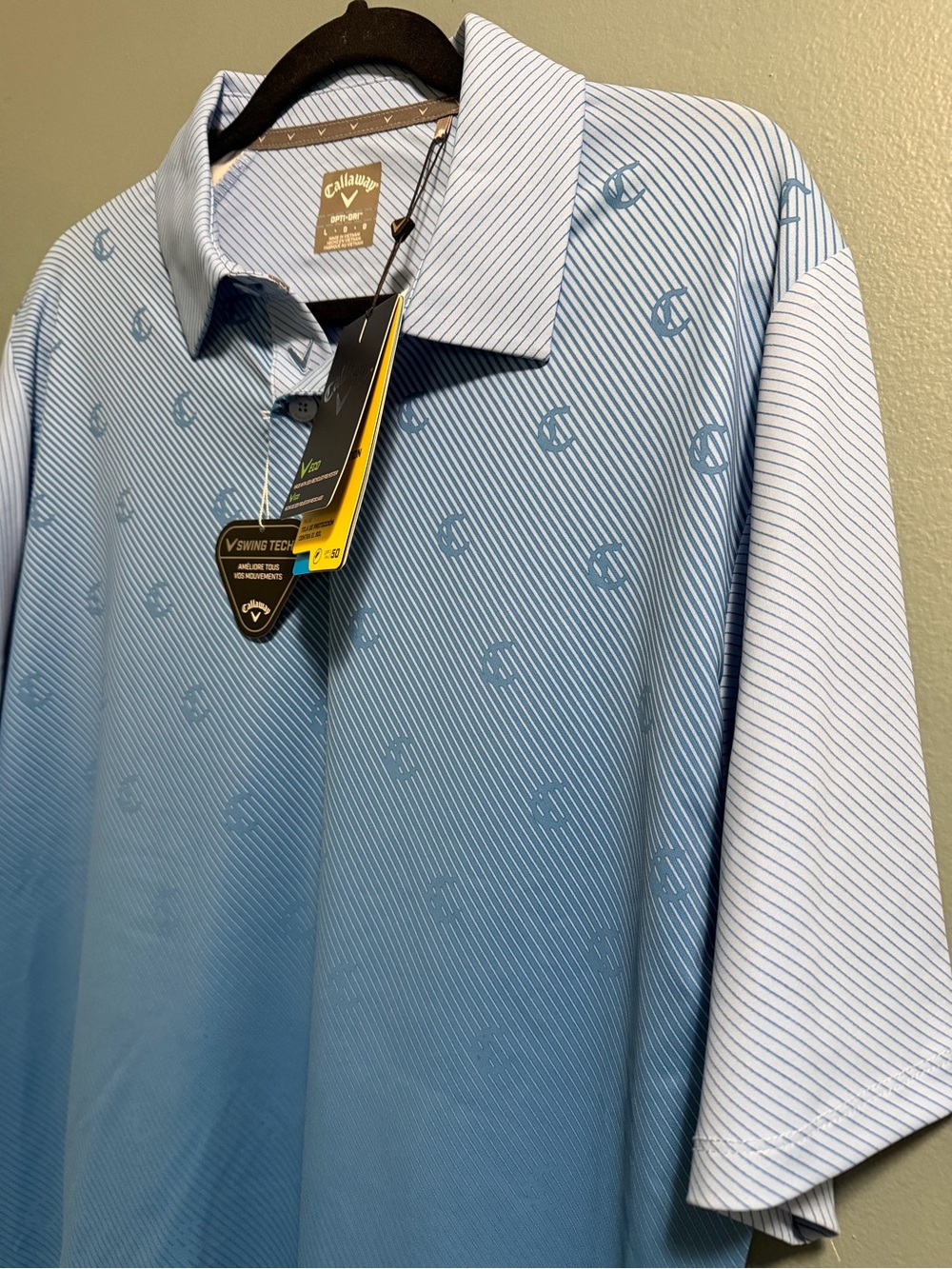 Callaway Opti-Dri Mens L Golf Polo Shirt Swing Tech Open Air Blue Striped NEW